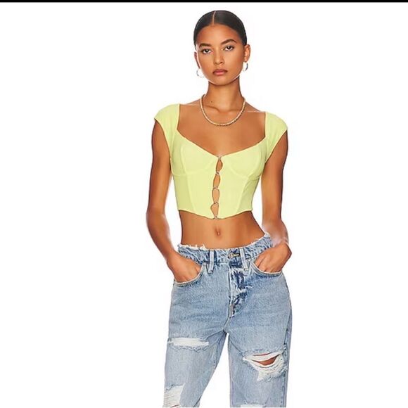AFRM Myla Corset Crop Top in Sunny Lime NWT size XS - Picture 1 of 12